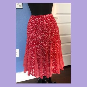 Red Fit and Flare Skirt